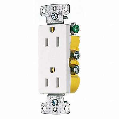 HUBBELL RRD15W Receptacle White 15 A 2P3W Back 1PK