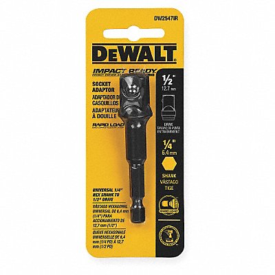 DEWALT DW2547IR Impact Socket Adaptor Steel Black Oxide 1/4 in