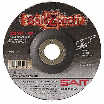 UNITED ABRASIVES-SAIT 22600 Depressed Grinding Wheel 7/8 CN Unthreaded Hole