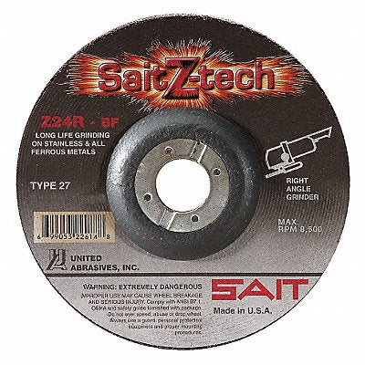 UNITED ABRASIVES-SAIT 22606 Depressed Grinding Wheel 7/8 CN Unthreaded Hole