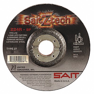 UNITED ABRASIVES-SAIT 22624 Cut Off Grinding Wheel 7/8 CN Unthreaded Hole