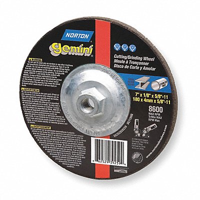 NORTON 66252842025 Depressed Centre Cut Off Wheel 5/8 -11CN ThreadHle