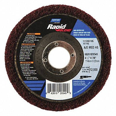 NORTON 66261020549 Non Woven Depressed Centre Disc 4 1/2 in Dia