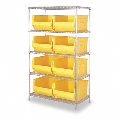 QUANTUM STORAGE SYSTEMS WR6954YL D5605 Bin Shelving 24inx74inx36in Yellow
