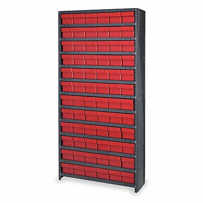 QUANTUM STORAGE SYSTEMS CL1275601RD D5587 Enclosed Bin Shelving 12x75x36in Red