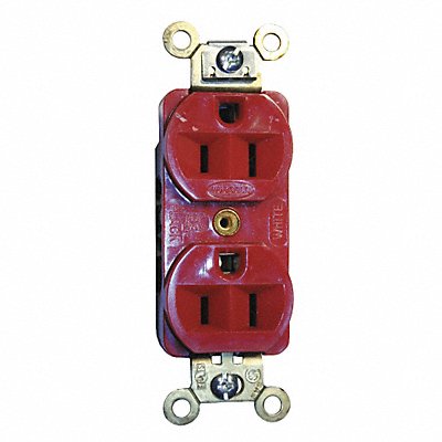 HUBBELL HBL5252R Receptacle Red 15 A 2P3W Back Side 1PK