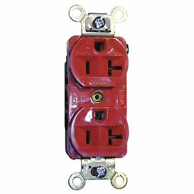 HUBBELL HBL5352R Receptacle Red 20 A 2P3W Back Side 1PK