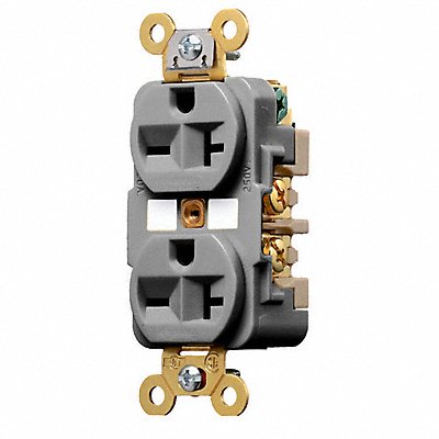 HUBBELL HBL5462GY Receptacle Grey 20 A 2P3W Back Side 1PK
