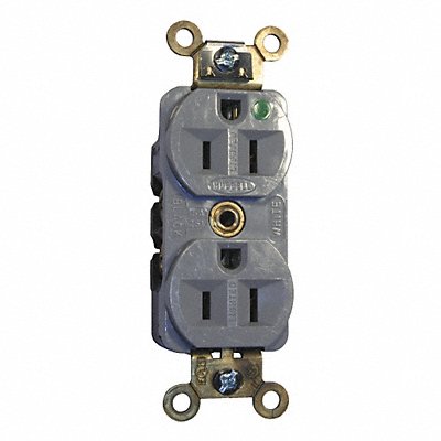 HUBBELL HBL8200ILGY Receptacle Grey 15 A 2P3W Back Side 1PK