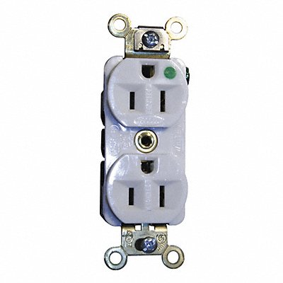 HUBBELL HBL8200ILW Recept White 15 A 2P3W Back Side 1PK
