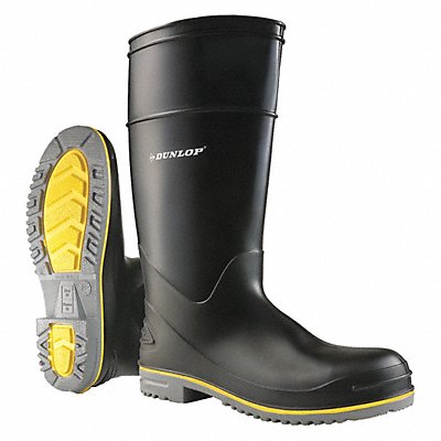 DUNLOP 8990400 Rubber Boot Men s 7 Knee Black PR