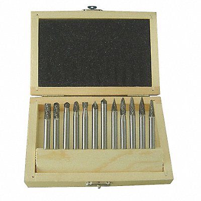 WESTWARD 2LYR6 Carbide Burr Set Dbl Cut 1/4 12pcs
