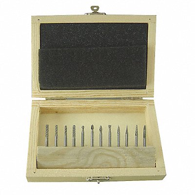 WESTWARD 2LYR7 Carbide Burr Set Single Cut 1/8 12pcs