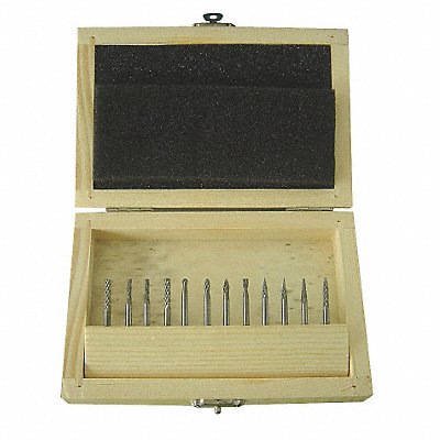 WESTWARD 2LYR8 Carbide Burr Set Dbl Cut 1/8 12pcs