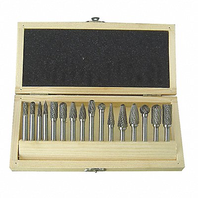 WESTWARD 2LYT1 Carbide Burr Set Dbl Cut 1/4 16pcs
