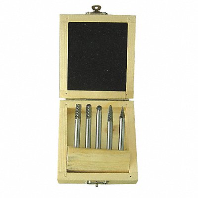 WESTWARD 2LYT2 Carbide Burr Set Single Cut 1/4 5pcs