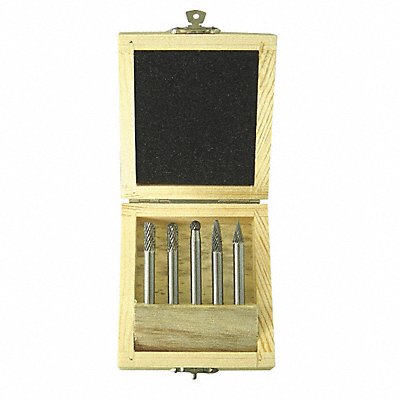 WESTWARD 2LYT3 Carbide Burr Set Dbl Cut 1/4 5pcs