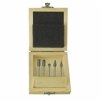 WESTWARD 2LYT5 Carbide Burr Set Dbl Cut 1/8 5pcs
