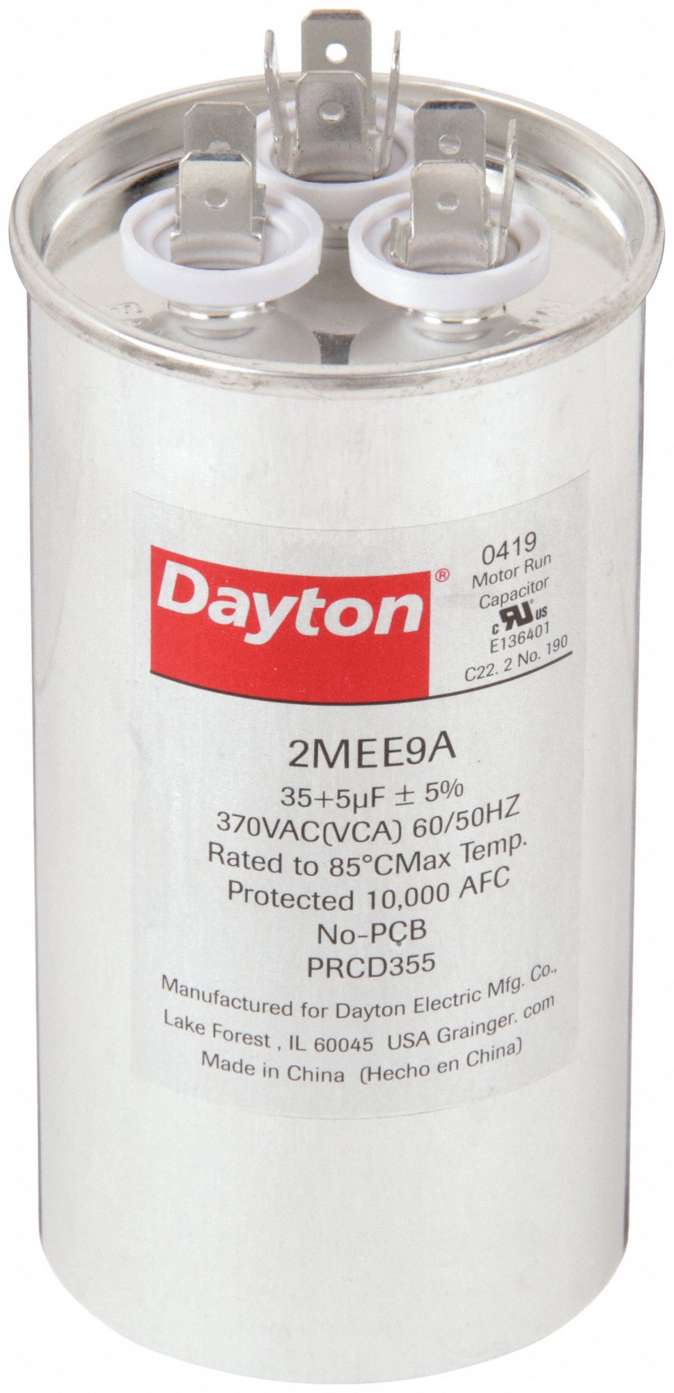 DAYTON 2MEE9 Dual Run Capacitor 35/5 MFD 4 5/8 H