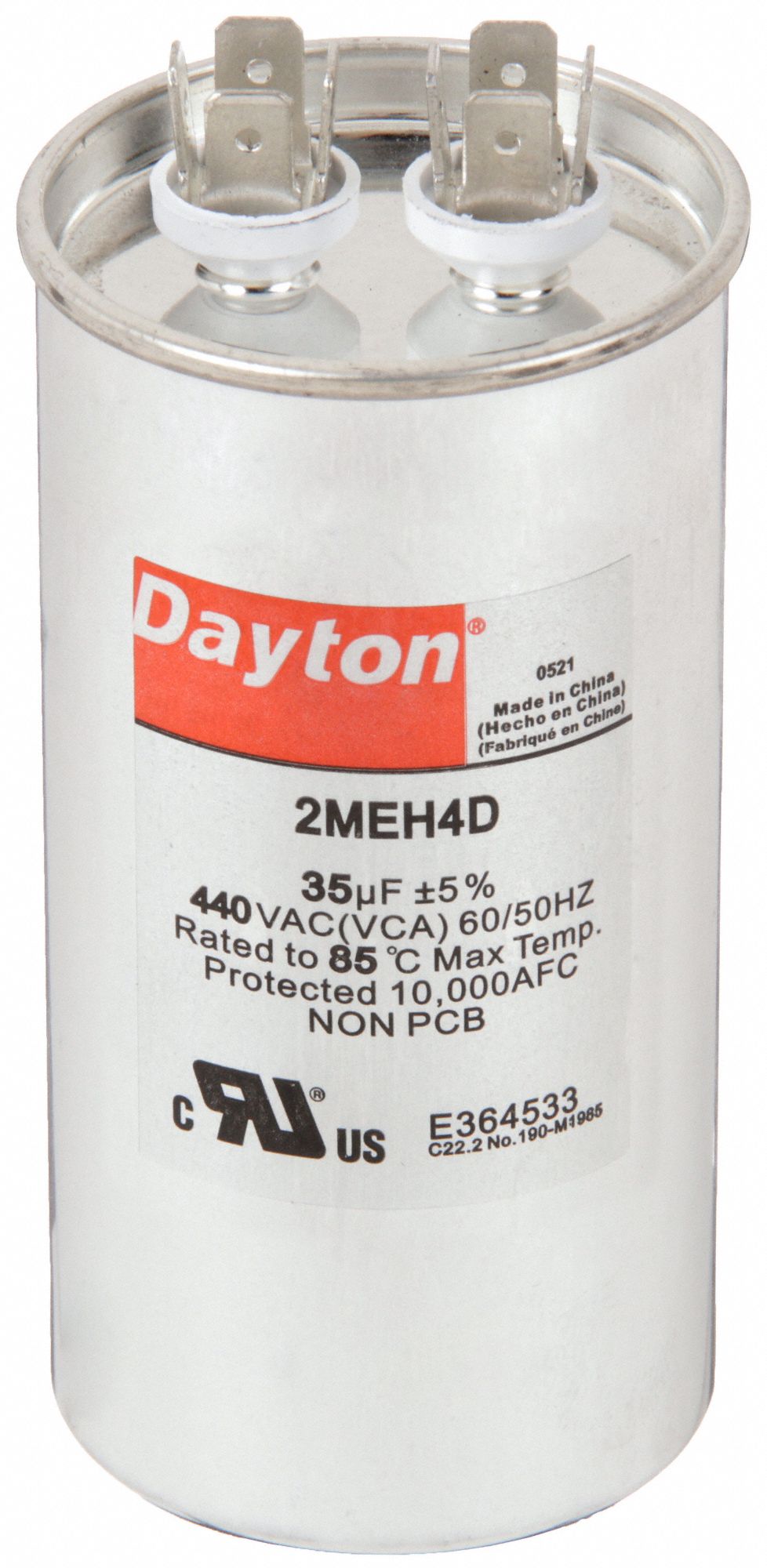 DAYTON 2MEH4 Motor Run Capacitor 35 MFD 4 7/16  H