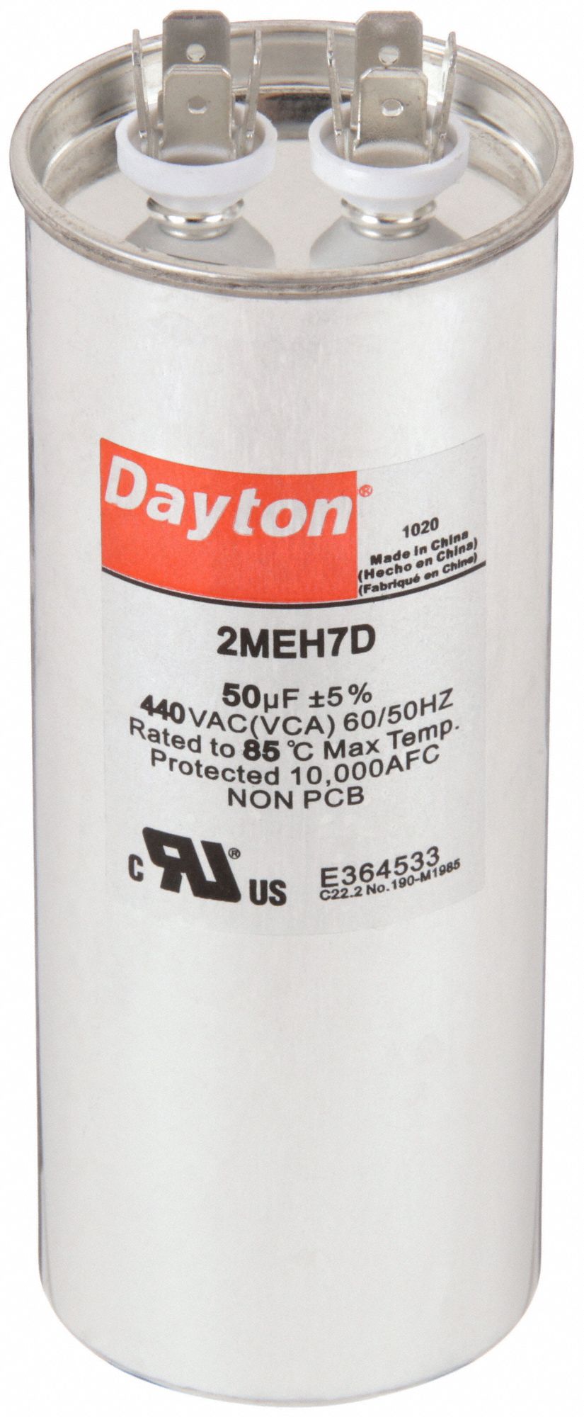 DAYTON 2MEH7 Motor Run Capacitor 50 MFD 5 7/16  H