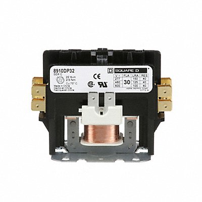 SQUARE D 8910DP32V06 H2637 Definite Purpose Contactor 440/480VAC 2P 30A