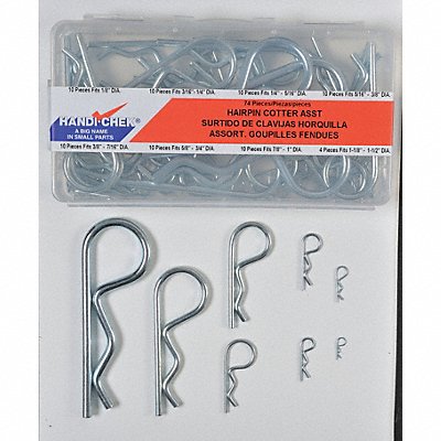 ITW BEE LEITZKE WWGDISPBP074 Hairpin Cotter Asst Zinc 74 Pcs 8 Sizes