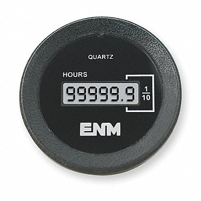 ENM T1160EB Hour Meter LCD Flush Round 2 in dia.
