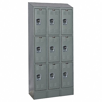 HALLOWELL URB32283ASBHG D4825 Wardrobe Locker Louvered 3 Wide 3 Tier Grey