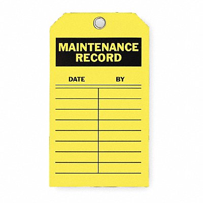 GRAINGER 2RMU5 Inspection Tag 7 x 4 In Bk/Yel Met PK10