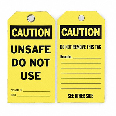 GRAINGER 2RMV9 Caution Tag 5 3/4in H 3in W Polyest PK25