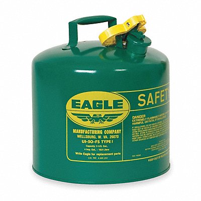 EAGLE UI50SG Type I Safety Can 5 gal Green 13-1/2In