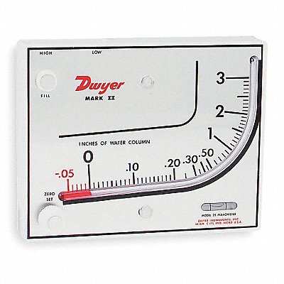 DWYER MARKII25 Manometer Inclined Vertical 3in wc Red