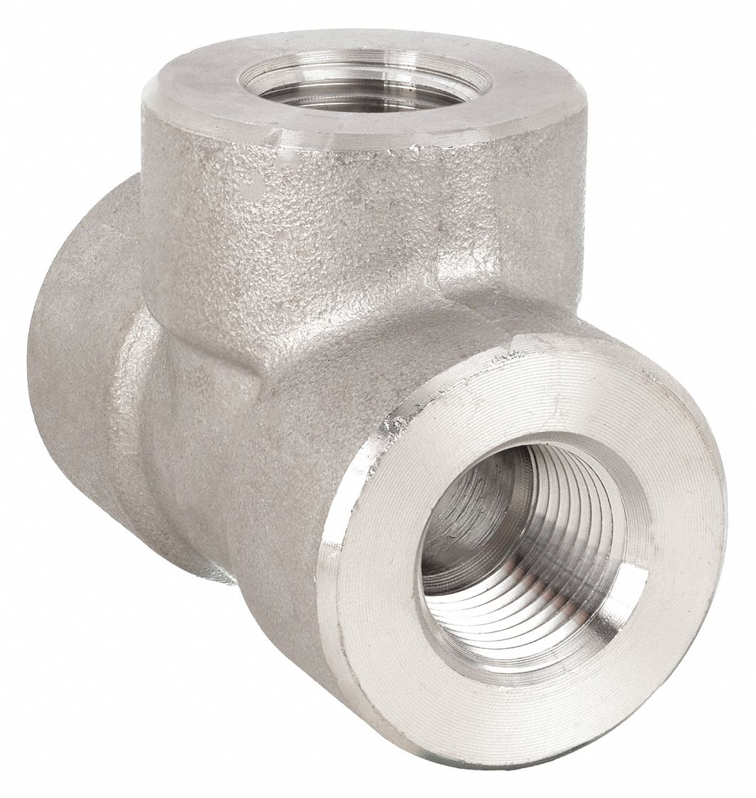 GRAINGER 2UA89 Tee 304 SS 1/4 in Pipe Size Female NPT