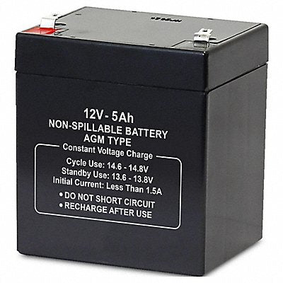 GRAINGER 2UKJ3 Battery 12VDC 5Ah 0.187 Faston