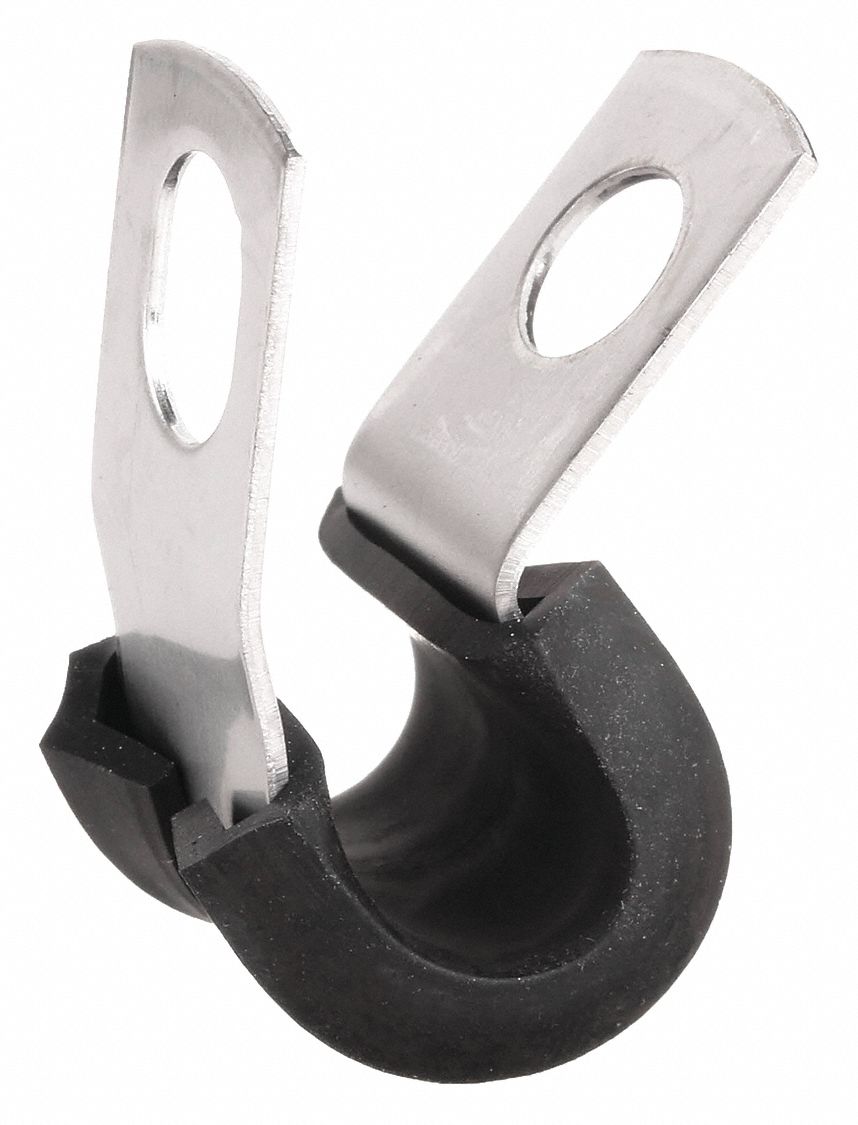 GRAINGER COL0409SS Clamp Cushioned EPDM Dia 1/4 In Pk25