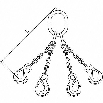 PEWAG 10G120QOS10 Chain Sling 3/8 in Size G120 10 ft L QOS