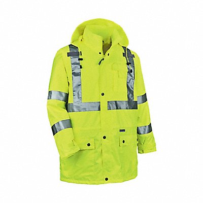 GLOWEAR BY ERGODYNE 8365 D2323 Rain Jacket w/Hood HiVis Lime 4XL