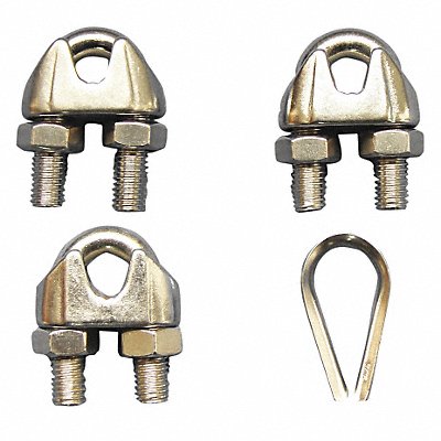 DAYTON 2VKK6 Wire Rope U-Bolt Clip and Thimble Kit