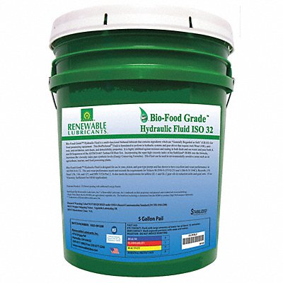 RENEWABLE LUBRICANTS 87124 Bio-FG Hydraulic Fluid 5 gal ISO 32