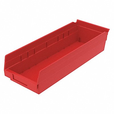 GRAINGER 30138REDBLANK Shelf Bin Red Indstr Grd Poly 4 in