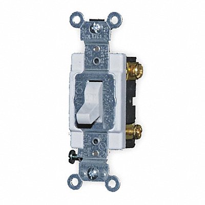 LEVITON 1221SW Wall Switch White 20 A Single Pole 2 hp