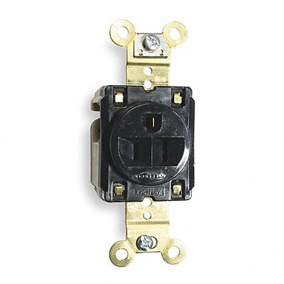 HUBBELL HBL5261BK Recept Black 15 A 2P3W Back Side 1PK