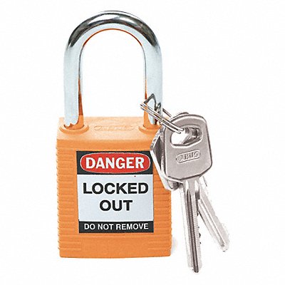 BRADY 99576 D1949 Lockout Padlock KD Orange 1-3/4 H