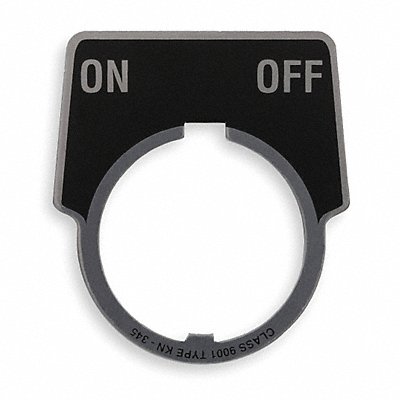 SCHNEIDER ELECTRIC 9001KN345 Legend Plate On-Off Silver/Blk Half-Round