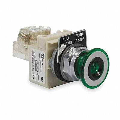 SCHNEIDER ELECTRIC 9001KR9P1GH13 H6946 Mushroom Push Button Illm Transfmr Grn SPDT