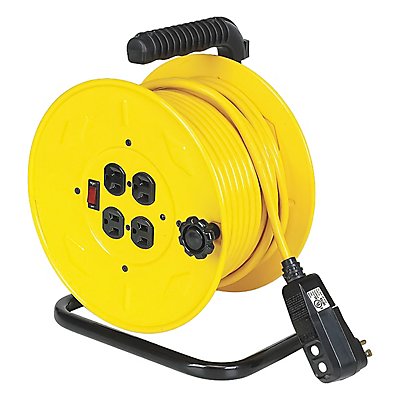 GRAINGER 2YKR7 Cord Reel 80ft 14 AWG Receptacle 120VAC