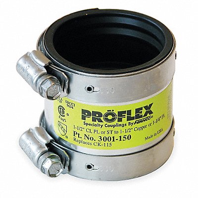 GRAINGER 3001150 Coupling Neoprene 1 1/2 For Pipe Size