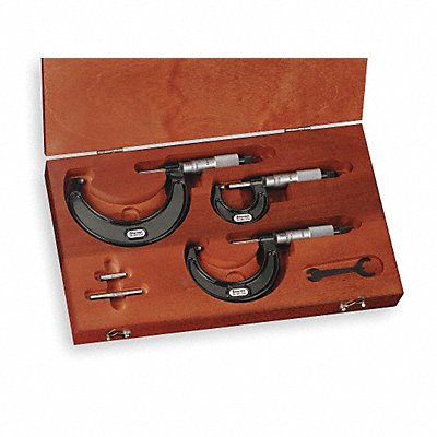 STARRETT ST4361AXFLZ Micrometer Set 0 to 3 In 0.0001 In