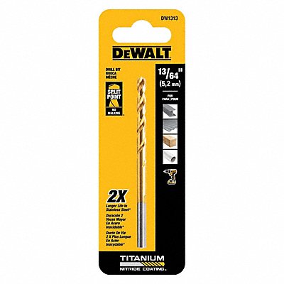 DEWALT DW1313 Drill Bits Split Point Titanium 13/64 in